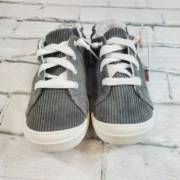 Grey Corduroy Little Girl Shoes - Picture 2 of 10